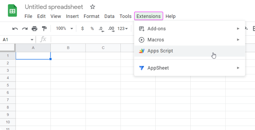 Open-apps-script-in-google-sheets